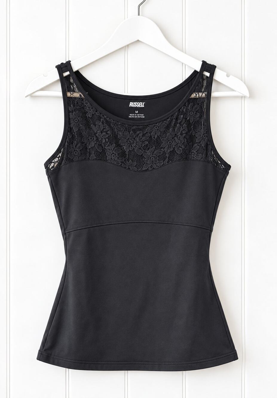 SPANX Shapewear Tank Top Womens M Black Lace Smoothing Slimming Camisole